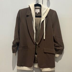 Brand new worn once cinq à sept Brown Blazer with Cream Hoodie